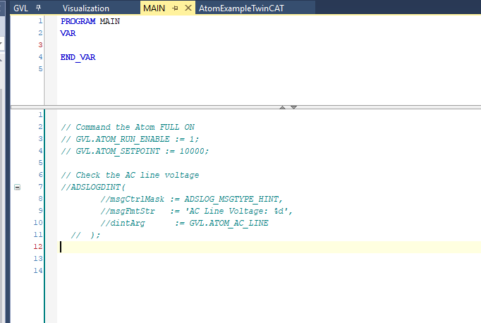 Comment out main program