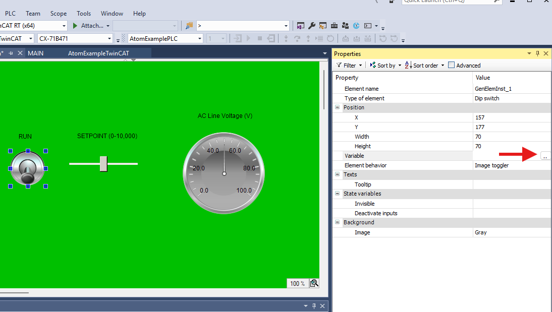Selecting variable for component
