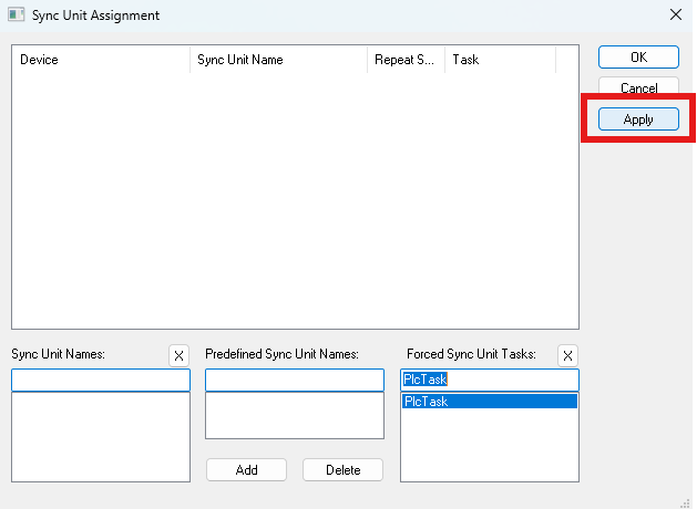 Apply sync unit task