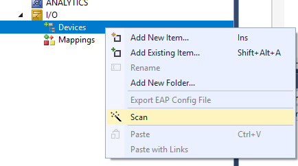 Scan for I/O devices