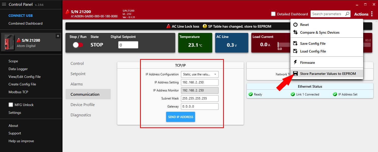 Change network settings
